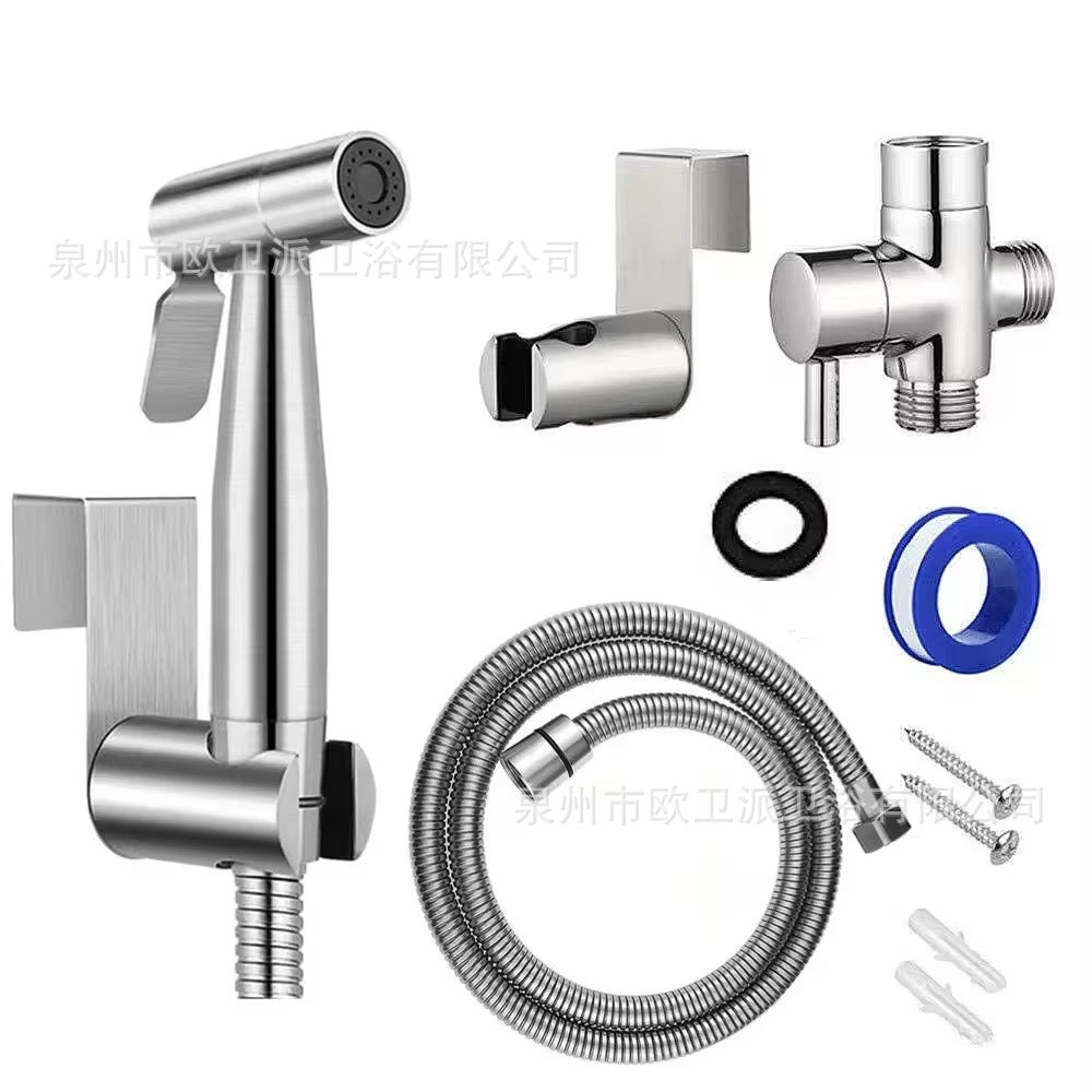 Cross-border Stainless Steel Toilet Companion Spray Gun Suit Toilet Washer Faucet Booster Nozzle Toilet Spray Gun Shower