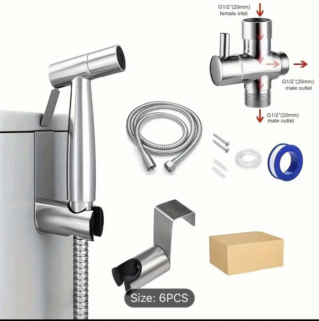 Cross-border Foreign Trade Toilet Companion Toilet Washer Spray Gun Set High-pressure Booster Nozzle Toilet Spray Gun 304 Stainless Steel