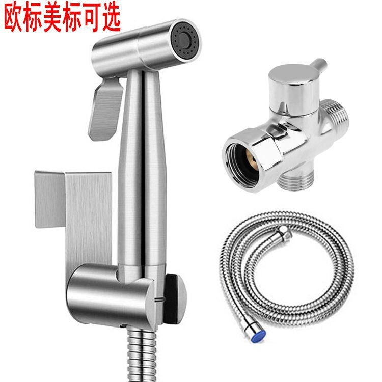 Cross-border Foreign Trade Toilet Companion Toilet Washer Spray Gun Set High-pressure Booster Nozzle Toilet Spray Gun 304 Stainless Steel