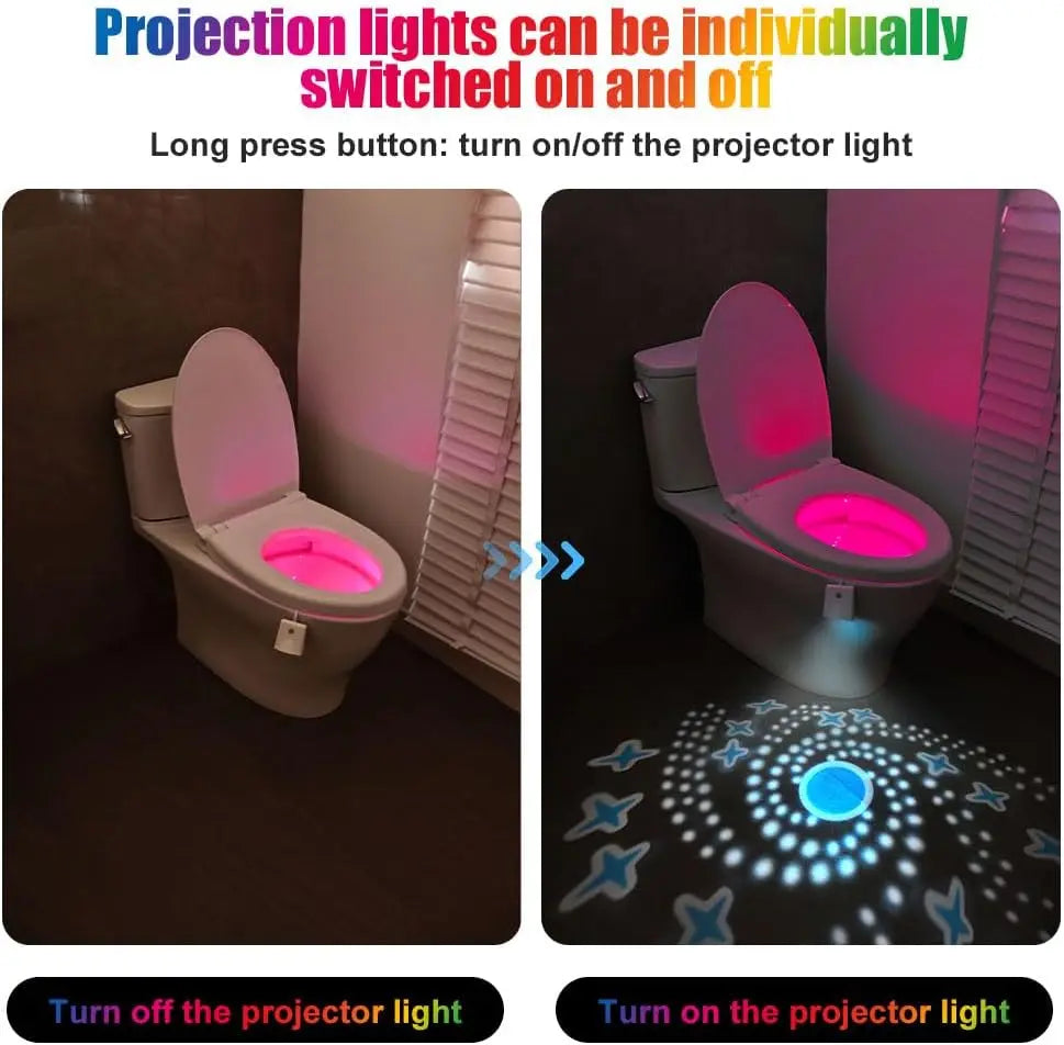 Toilet Night Light with Star Projector and Motion Sensor (16 Colors)