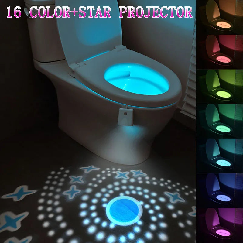 Toilet Night Light with Star Projector and Motion Sensor (16 Colors)